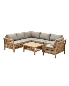4 Piece Teak Sectional Seating Group With Cushions