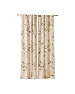 Abba Chinese Calligraphy Bamboo Floral Sheer Single Curtain Panel X 78 '' H