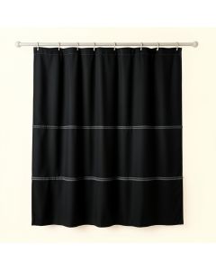 Moss Brook Shower Curtain Hanging Flat From A Plain Rod - Black (synthetic illustration; no displayed measurements)