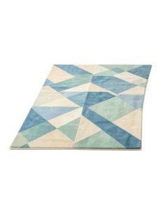 Ruby Rita Mid-Century Modern Geometric Triangles Blue/Mint/Ivory Area Rug (synthetic illustration; no displayed measurements)