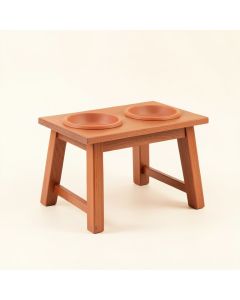 Dune Falls Pet Feeding Stand With Two Plain Empty Bowls - Terracotta (synthetic illustration; no displayed measurements)