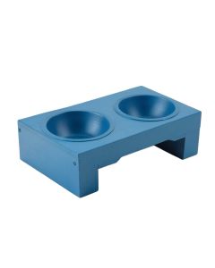 River Dell Pet Feeding Stand With Two Plain Empty Bowls - Blue