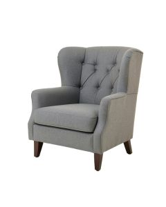 Tufted Cotton Upholstered Wingback Arm Chair In Gray