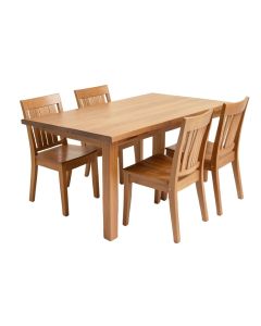 Lavedan 5 - Piece Rubberwood Solid Wood Dining Set