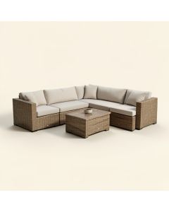 River Brook 10 Piece Outdoor Rattan Sectional Seating Group With Cushions (synthetic illustration; no displayed measurements)