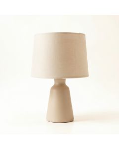 Oak Branch Table Lamp With A Plain Fabric Shade - Beige (synthetic illustration; no displayed measurements)