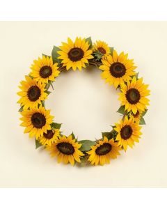 Sunflower Poppy Deluxe 24 '' Wreath (synthetic illustration; no displayed measurements)