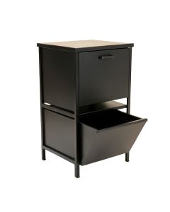 Alder Crossing Freestanding Pull-Out Hamper Cabinet - Black