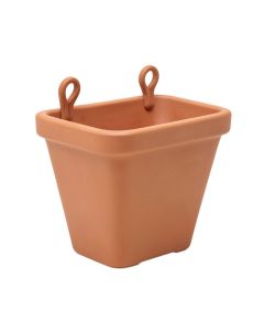 Dawn Canyon Empty Railing Planter With Integral Brackets - Terracotta (synthetic illustration; no displayed measurements)