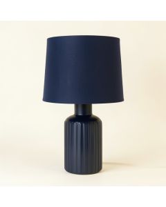 Harbor Arc Table Lamp With A Plain Fabric Shade (synthetic illustration; no displayed measurements)