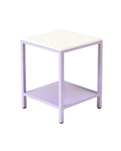Beejay Metal Nightstand In White/Light Purple (synthetic illustration; no displayed measurements)