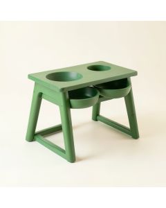 Laurel Canyon Pet Feeding Stand With Two Plain Empty Bowls - Green (synthetic illustration; no displayed measurements)