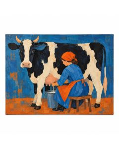 Milking The Cow By Julia Letheld Hahn - Graphic Art Print