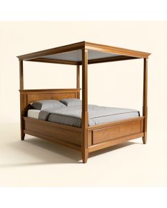 King Solid Wood Four Poster Bed (synthetic illustration; no displayed measurements)
