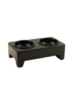 Hill Falls Pet Feeding Stand With Two Plain Empty Bowls - Black