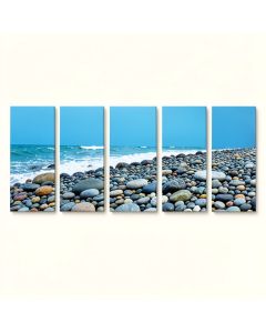 Blue Seashore With Pebble Stones 5 Piece Wall Art On Wrapped Canvas Set (synthetic illustration; no displayed measurements)