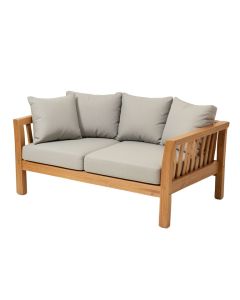 Ashland Teak Patio Sofa With Cushions (synthetic illustration; no displayed measurements)