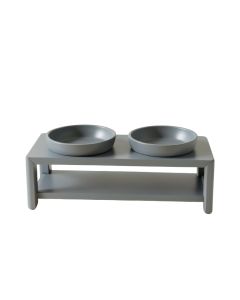 Moss Brook Pet Feeding Stand With Two Plain Empty Bowls - Gray