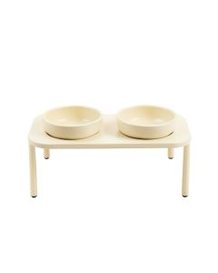 Birch Dell Pet Feeding Stand With Two Plain Empty Bowls - Ivory