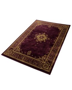Dunbar Garden Panel Hand-Tufted Wool Dark Plum/Gold Area Rug