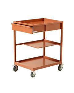 Rowan Branch Empty Rolling Workshop Cart - Terracotta (synthetic illustration; no displayed measurements)