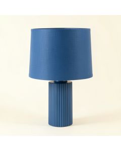 Rowan Crossing Table Lamp With A Plain Fabric Shade - Blue (synthetic illustration; no displayed measurements)