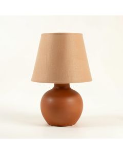 Glen Crest Table Lamp With A Plain Fabric Shade - Terracotta (synthetic illustration; no displayed measurements)