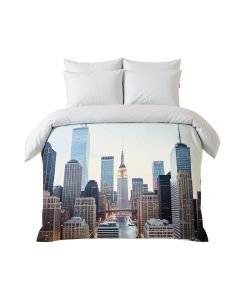 New York With Urban Skyscrapers Duvet Cover Set (synthetic illustration; no displayed measurements)