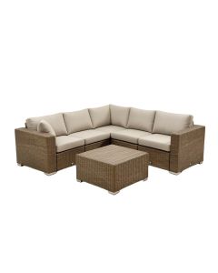Outdoor Patio 6 Piece Rattan Sectional Seating Group With Cushions
