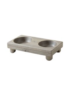 Rowan Dell Pet Feeding Stand With Two Plain Empty Bowls - Gray