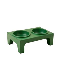 Meadow Canyon Pet Feeding Stand With Two Plain Empty Bowls - Green (synthetic illustration; no displayed measurements)