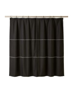 Harbor Falls Shower Curtain Hanging Flat From A Plain Rod - Black