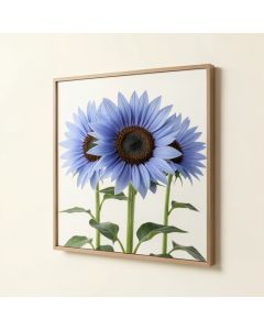 Periwinkle Sunflowers - Print On Wood (synthetic illustration; no displayed measurements)