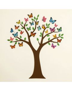 Butterflies And Owl Tree Wall Decal (synthetic illustration; no displayed measurements)