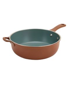 Ayesha Home Collection Porcelain Enamel Nonstick Chef Pan With Pour Spouts , 9.75-Inch
