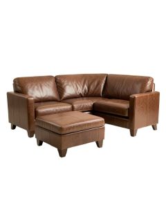 Russ 103.5 '' Wide Faux Leather Sofa & Chaise With Ottoman (synthetic illustration; no displayed measurements)