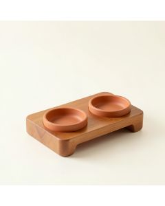 Elm Crossing Pet Feeding Stand With Two Plain Empty Bowls - Terracotta (synthetic illustration; no displayed measurements)