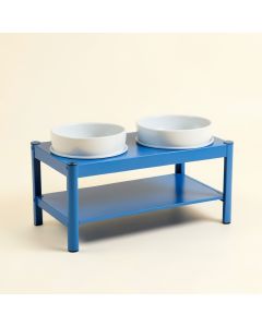 Summit Edge Pet Feeding Stand With Two Plain Empty Bowls - Blue (synthetic illustration; no displayed measurements)