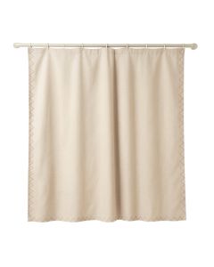 Cedar Dale Shower Curtain Hanging Flat From A Plain Rod - Beige