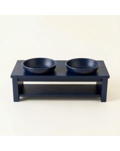 Heath Field Pet Feeding Stand With Two Plain Empty Bowls - Navy (synthetic illustration; no displayed measurements)