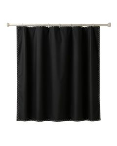 Fern Dale Shower Curtain Hanging Flat From A Plain Rod - Black (synthetic illustration; no displayed measurements)