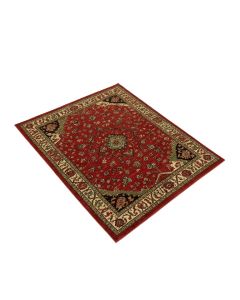 Padelsky Oriental Machine Made Power Loom Wool/Polyester Red/Green/Brown Area Rug