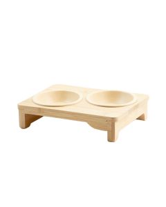 Spruce Falls Pet Feeding Stand With Two Plain Empty Bowls - Ivory