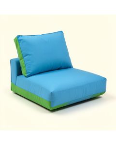 Make It Rain Cerulean Indoor/Outdoor Loveseat Cushion (synthetic illustration; no displayed measurements)
