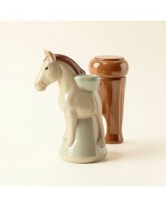 Certified International Christmas On The Farm 3D Horse Salt And Pepper Shaker Set (synthetic illustration; no displayed measurements)
