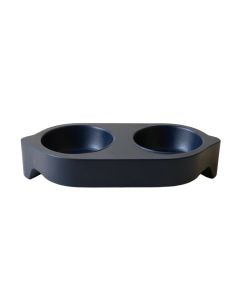 Harbor Field Pet Feeding Stand With Two Plain Empty Bowls - Navy