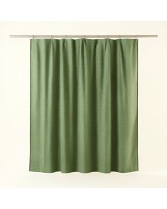 Juniper Bend Shower Curtain Hanging Flat From A Plain Rod - Green (synthetic illustration; no displayed measurements)