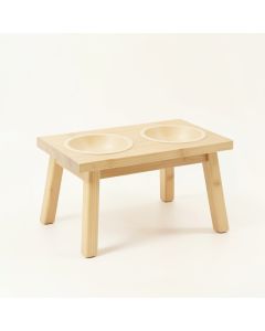Stone Bluff Pet Feeding Stand With Two Plain Empty Bowls - Ivory (synthetic illustration; no displayed measurements)