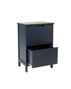 Oak Arc Freestanding Pull-Out Hamper Cabinet - Navy (synthetic illustration; no displayed measurements)