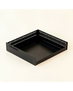 Pine Edge Empty Under-Desk Cable Tray - Black (synthetic illustration; no displayed measurements)